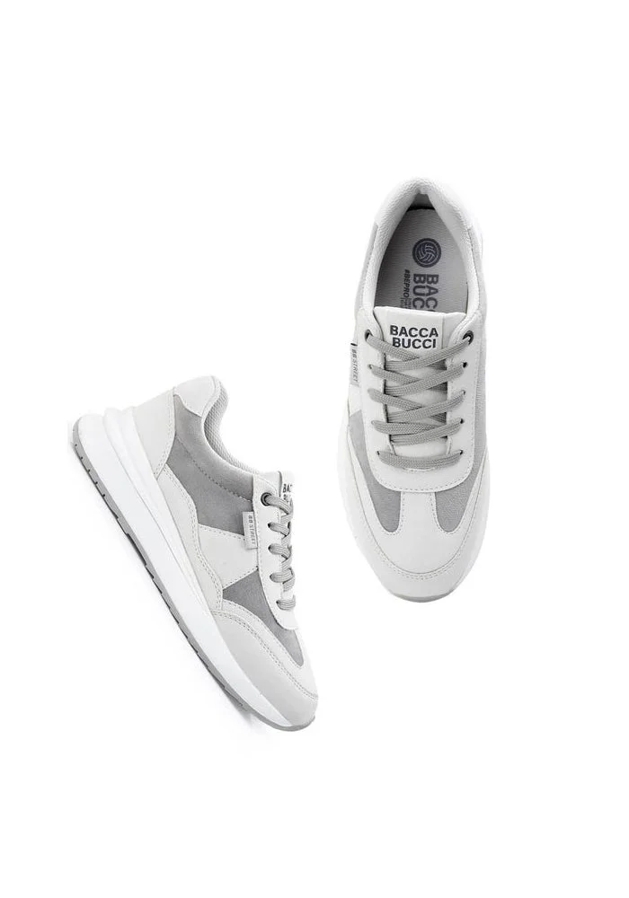 Bacca Bucci White Grey TAMRA Low-Top Trendy and Durable Sneakers for Women | Best Price UAE